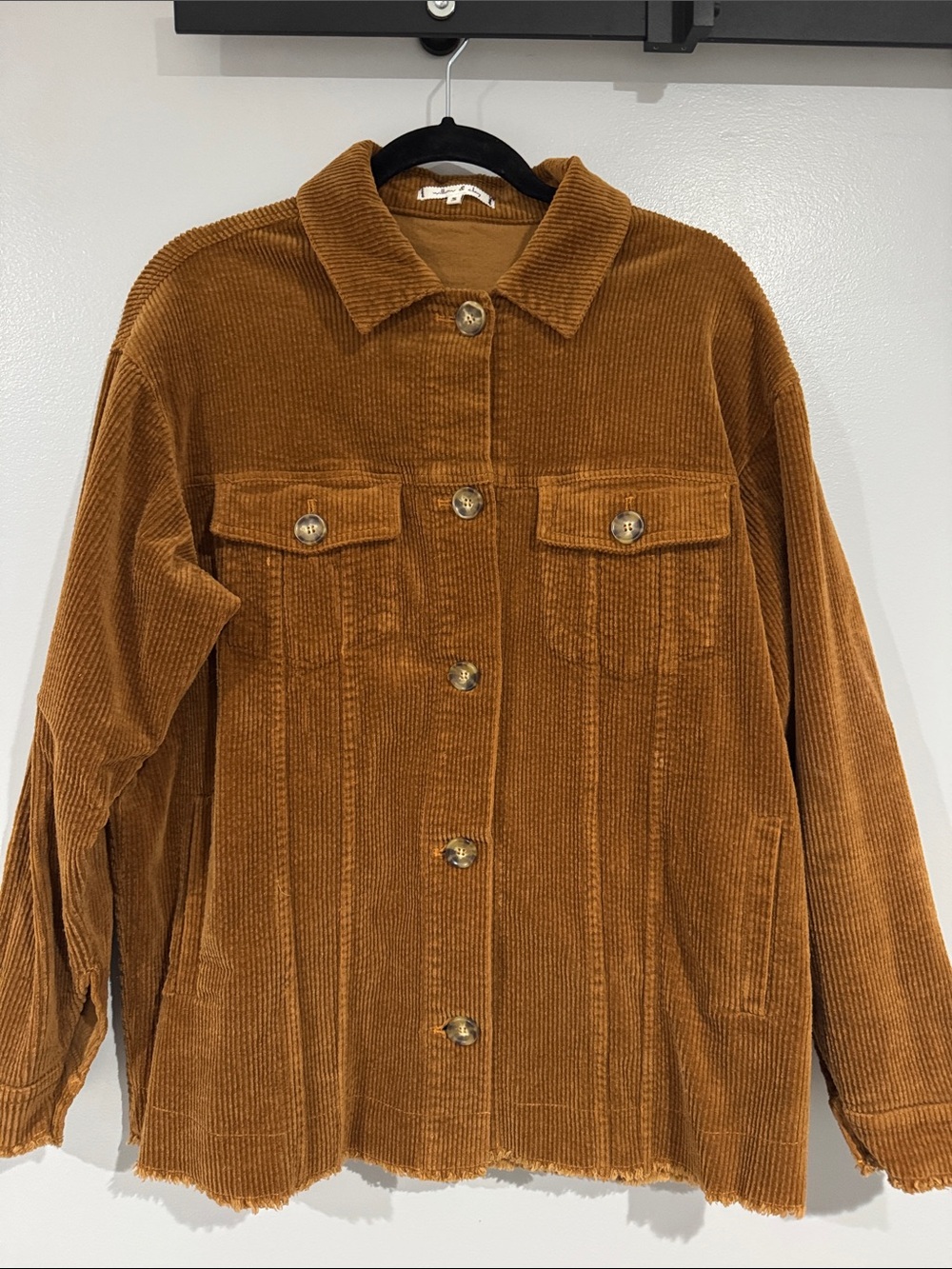 Willow & Clay Corduroy Button-Front Jacket in Chestnut Brown